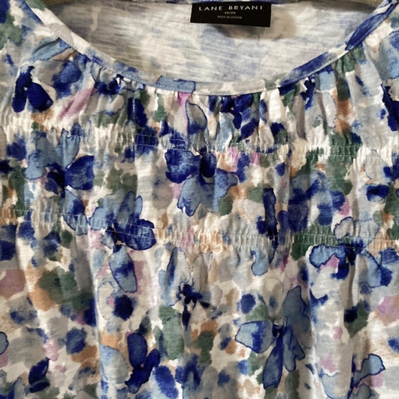 Flutter sleeve cotton watercolor print top - Picture 4 of 4